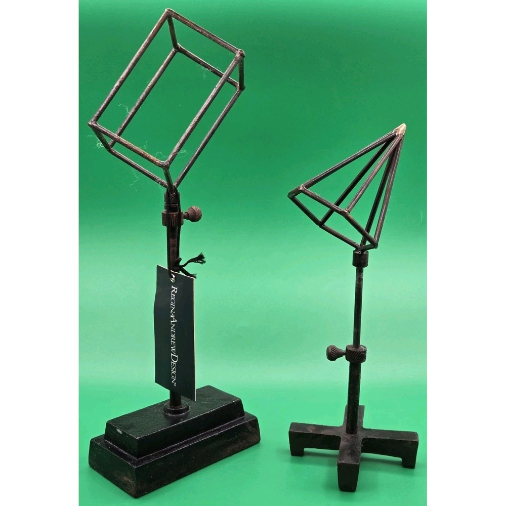 Regina Andrew Design Geometrical Iron Shapes On Stand 3D Home Decor Set Of 2